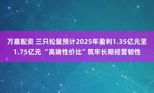 万嘉配资 三只松鼠预计2025年盈利1.35亿元至1.75亿元 “高端性价比”筑牢长期经营韧性